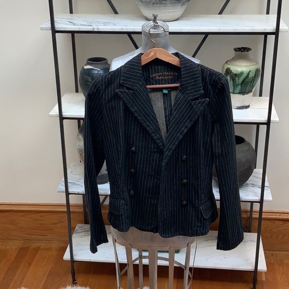 Lauren Black Stripe Fitted Jean jacket - Picture 1 of 10
